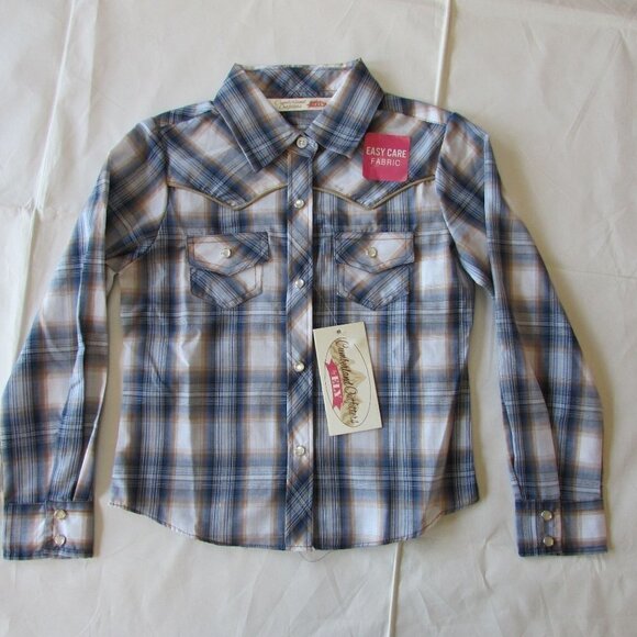 Cumberland Outfitters Ely Cattleman Girl's Plaid Snap Western Shirt - Picture 1 of 2